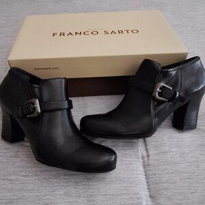 Franco Sarto Modern Black Buckle Booties